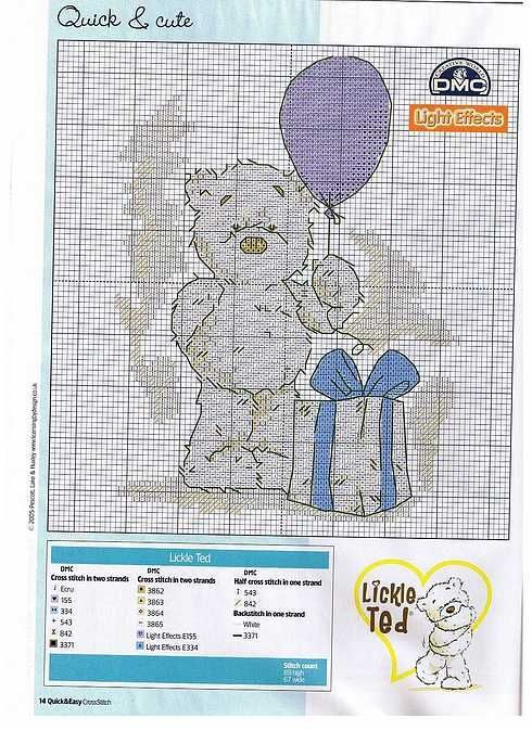 Schema punto croce Lickle Teddy Regalo2