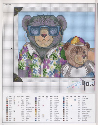 Schema punto croce Orsi In Vacanza 1