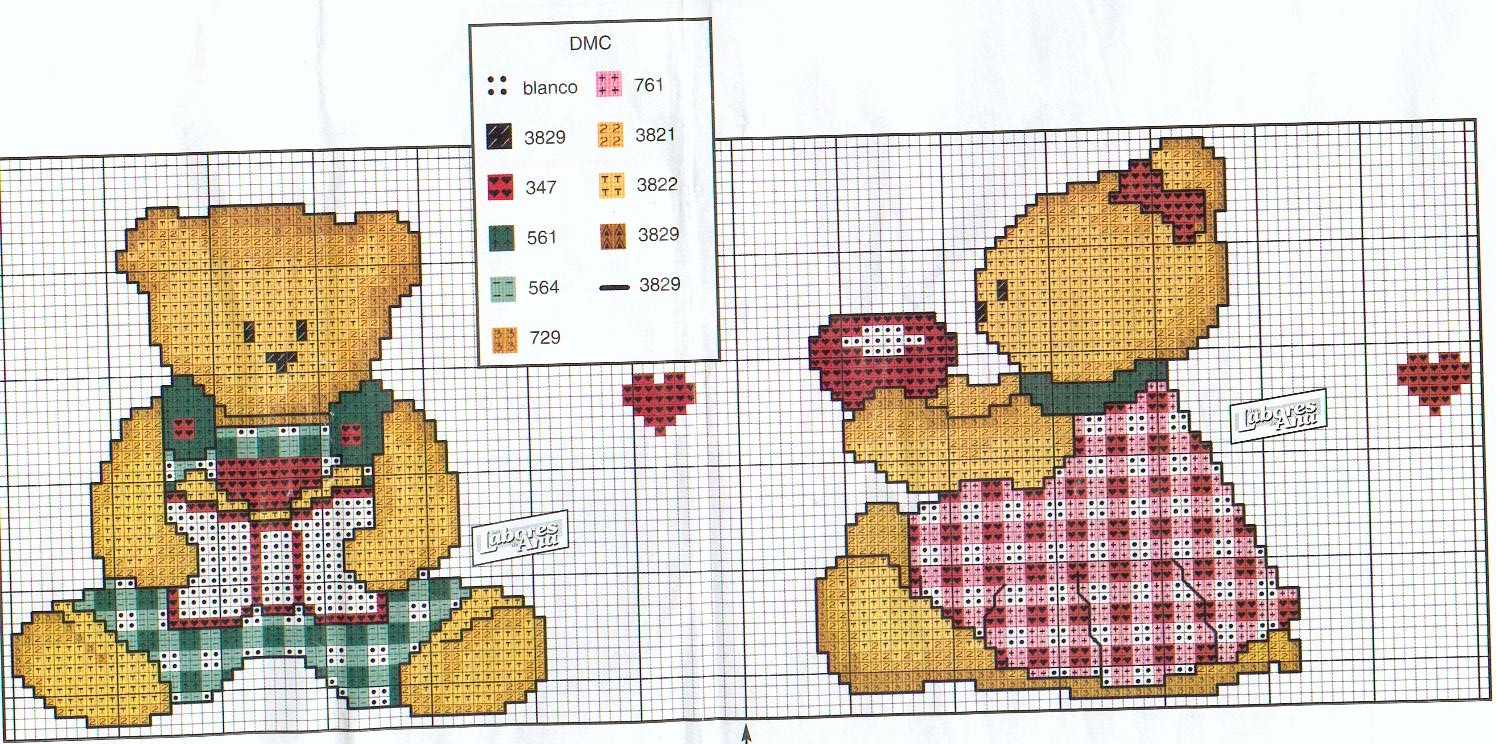 Schema punto croce Orso Libro