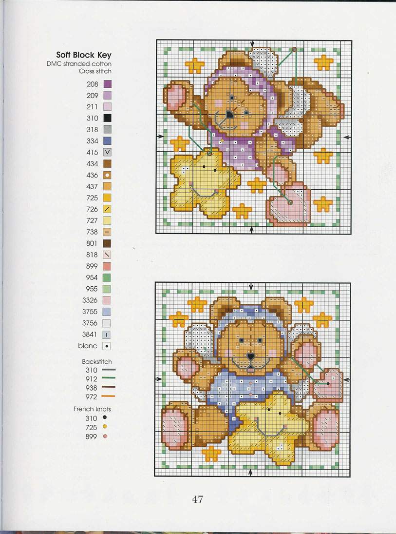 Schema punto croce Teddies 44