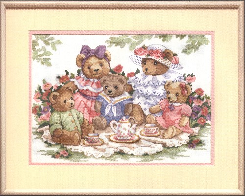 Schema punto croce Teddy Tea Party 1