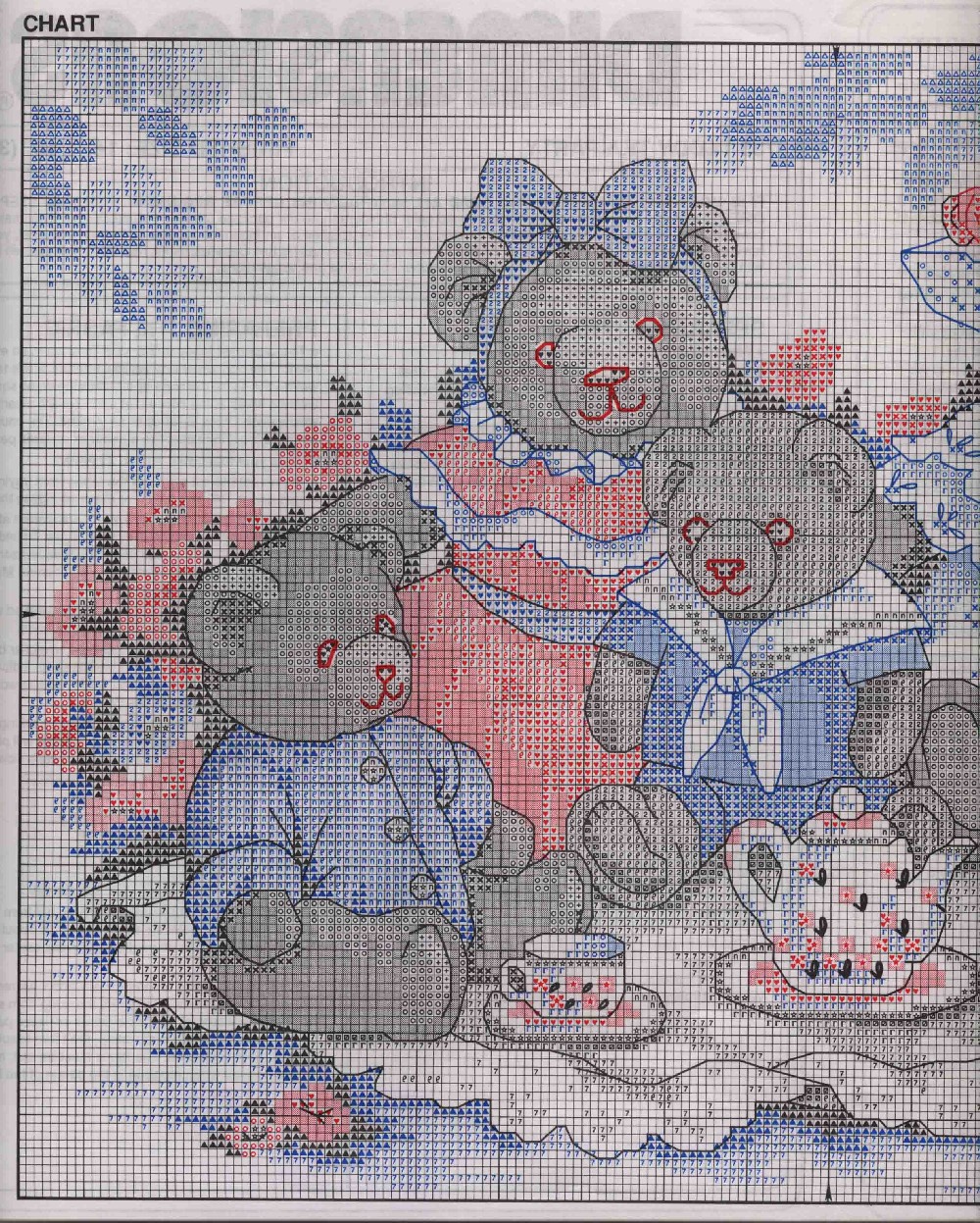 Schema punto croce Teddy Tea Party 2