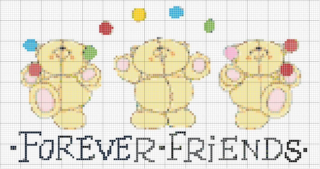 Schema punto croce Three Forever Bears