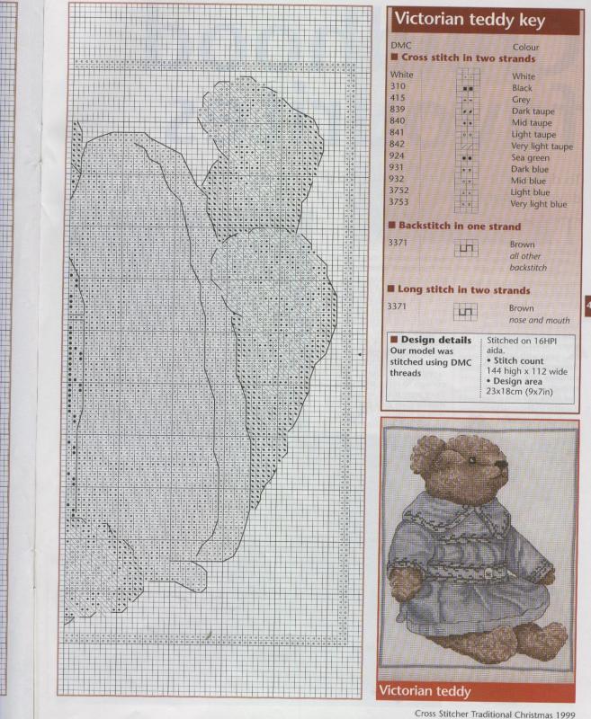 Schema punto croce Victorian Teddy 3