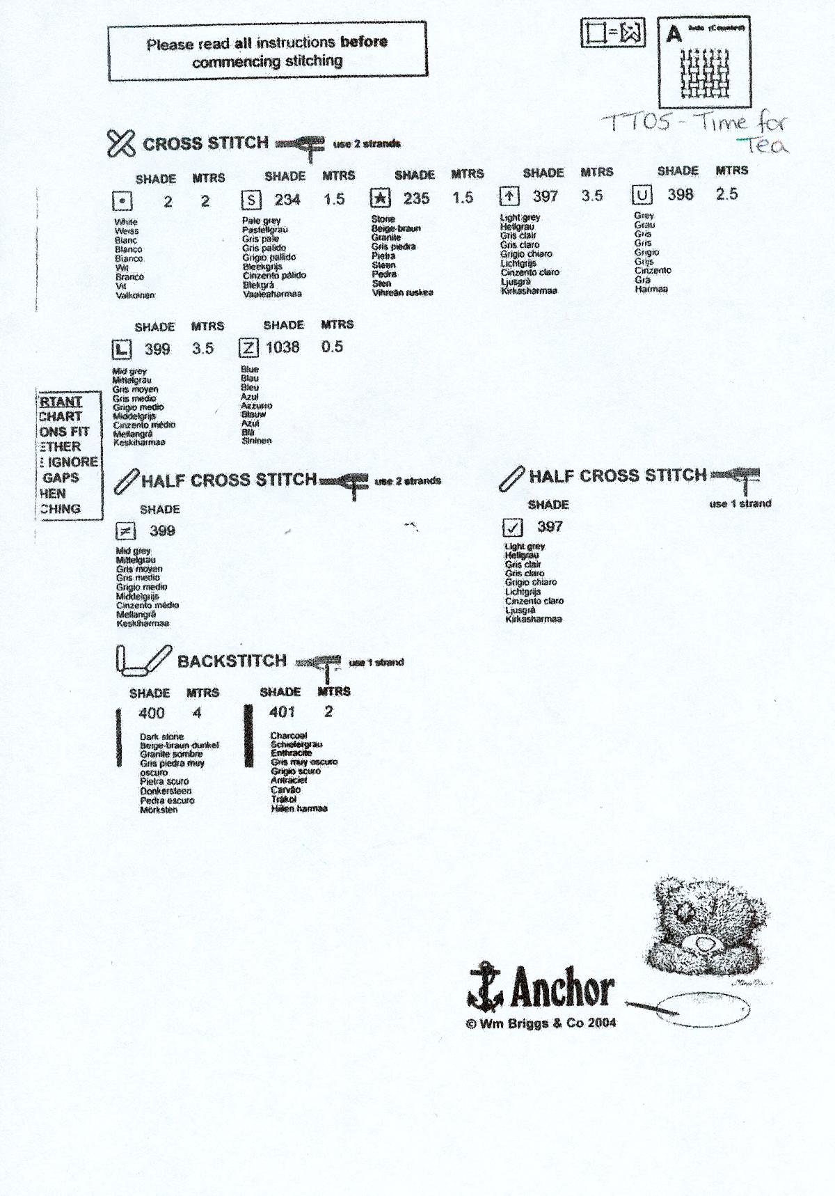 Schema punto croce Ora Del The 4