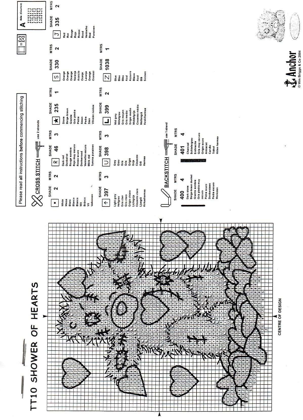 Schema punto croce Pioggia Di Cuori 2