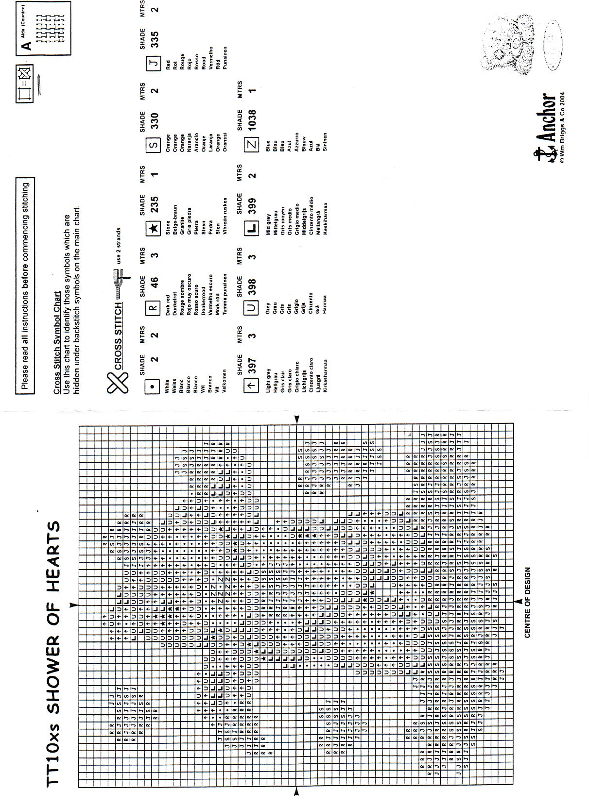 Schema punto croce Pioggia Di Cuori 3