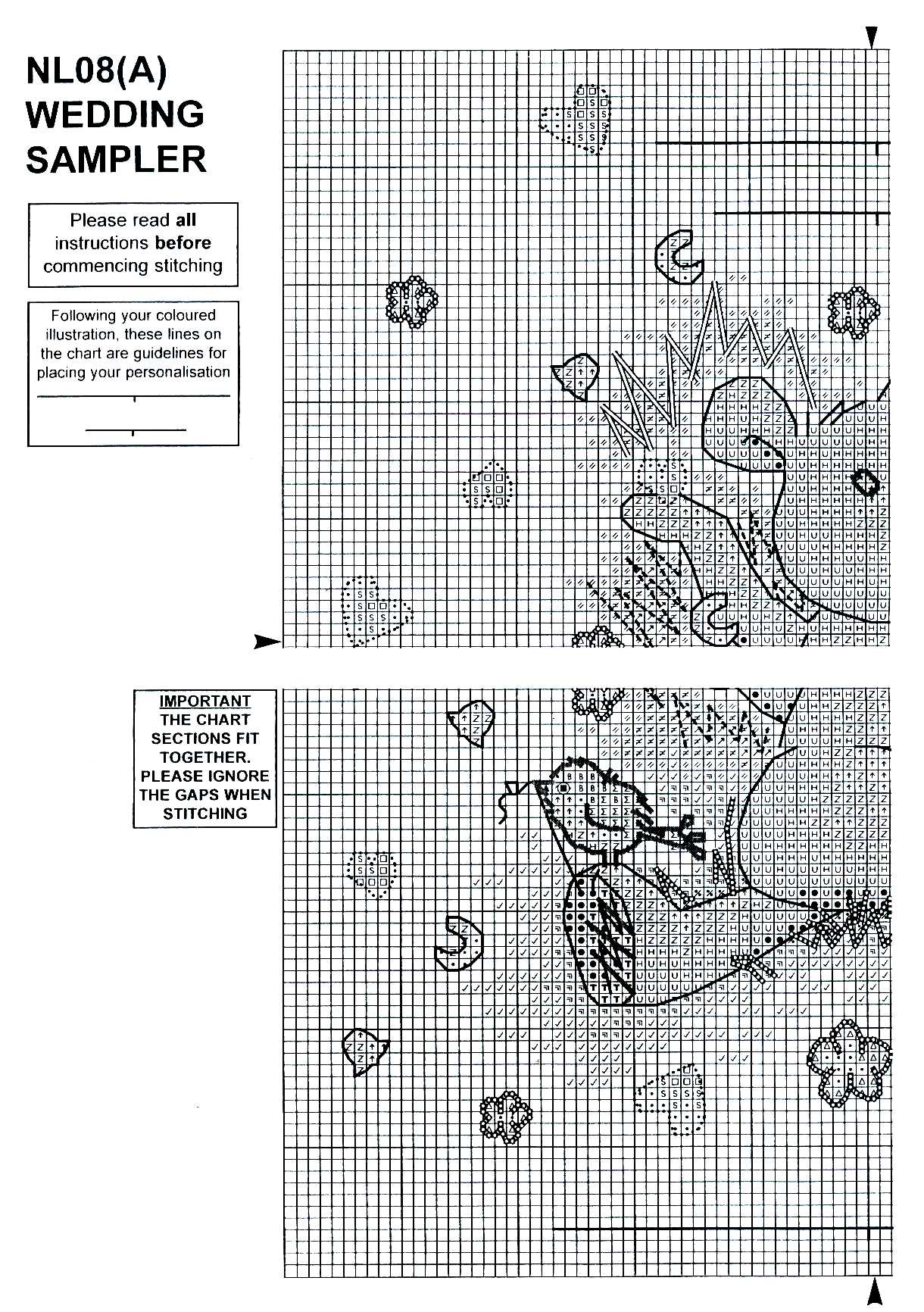 Schema punto croce Cuoricini 2