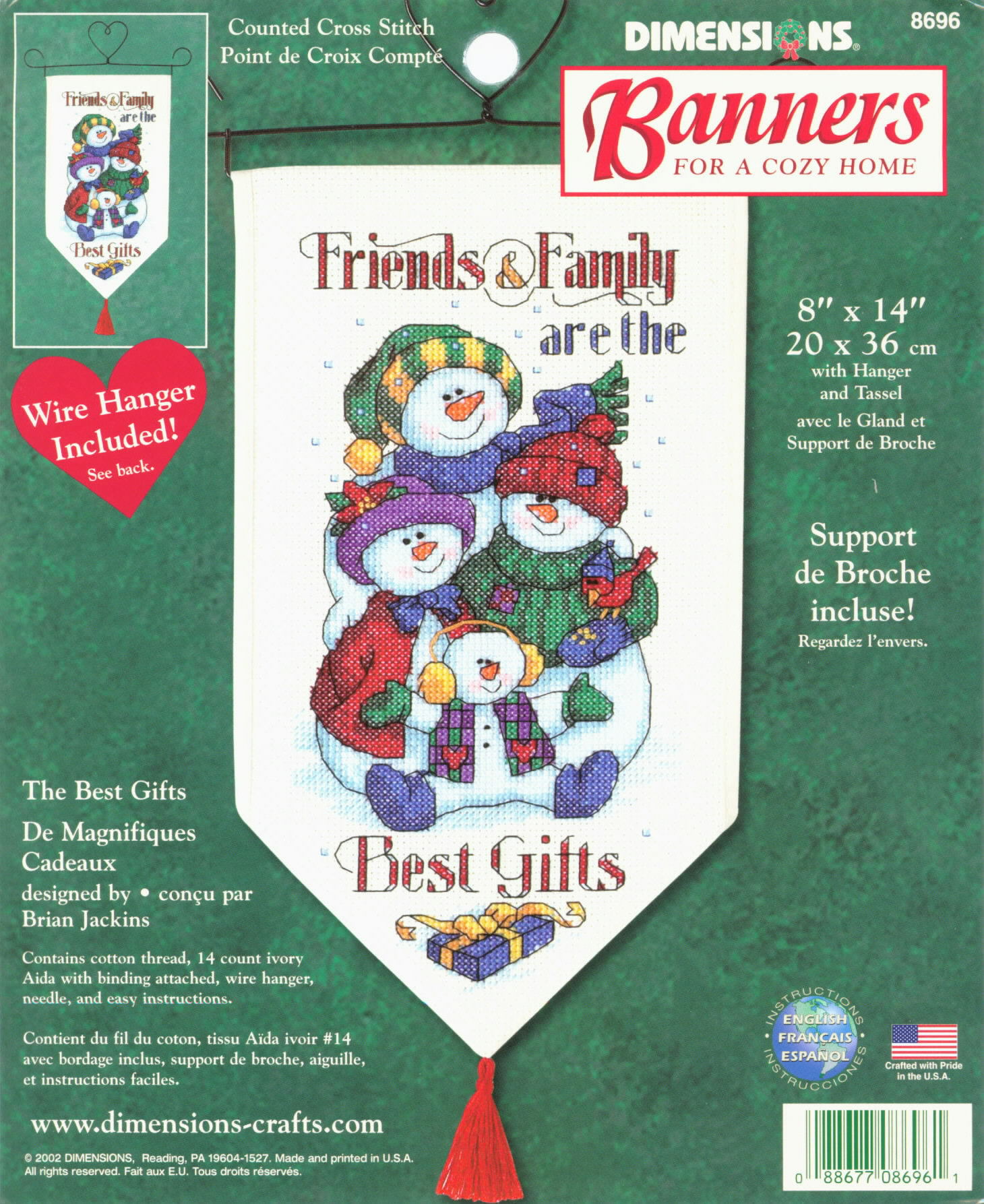 Schema punto croce Banner Snowman Family 01