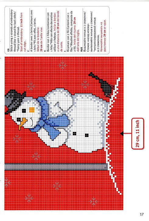 Schema punto croce Snowman Lanterna 03