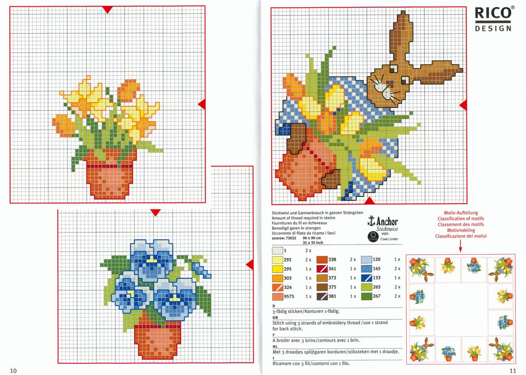 Schema punto croce Coniglio Vasetto Fiori