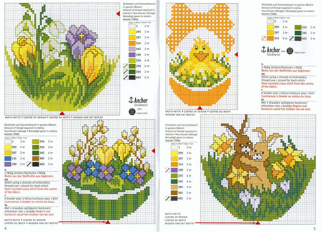 Schema punto croce Fiori Pulcini