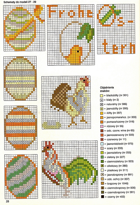 Schema punto croce Gallo Uova Pulcino