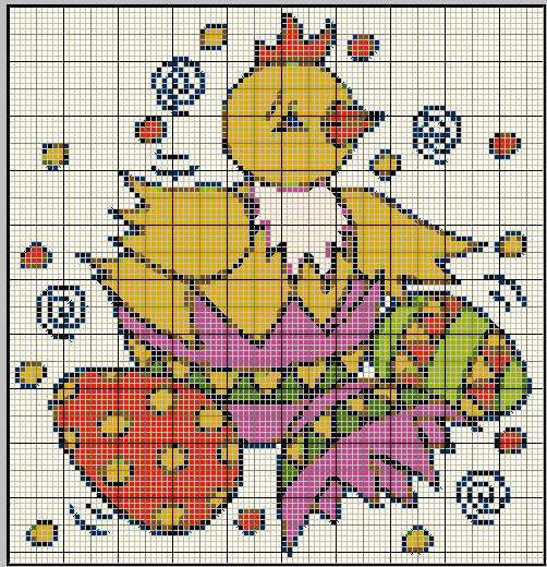 Schema punto croce Pulcino Uova Coriandoli