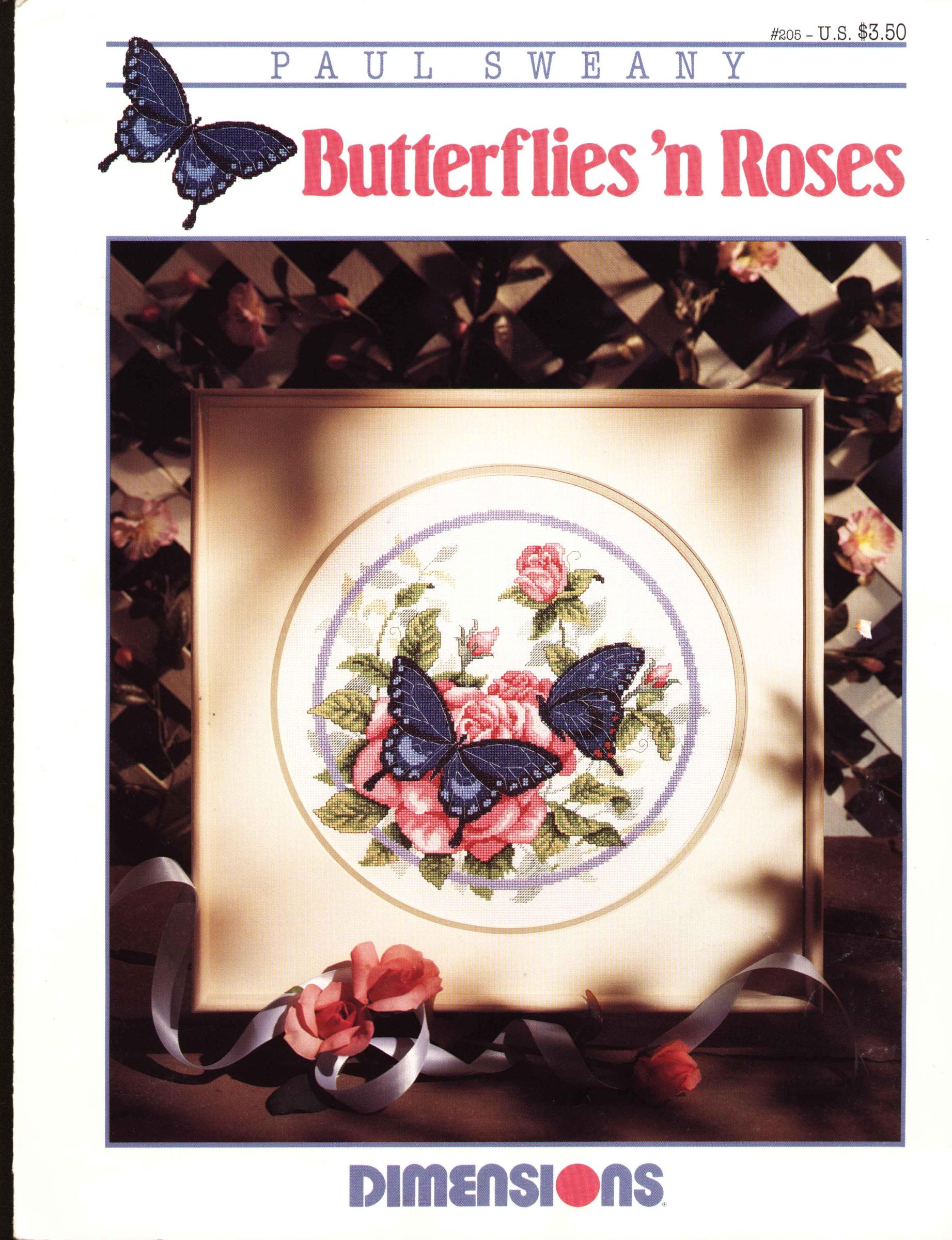 Schema punto croce Butterflies Roses 00