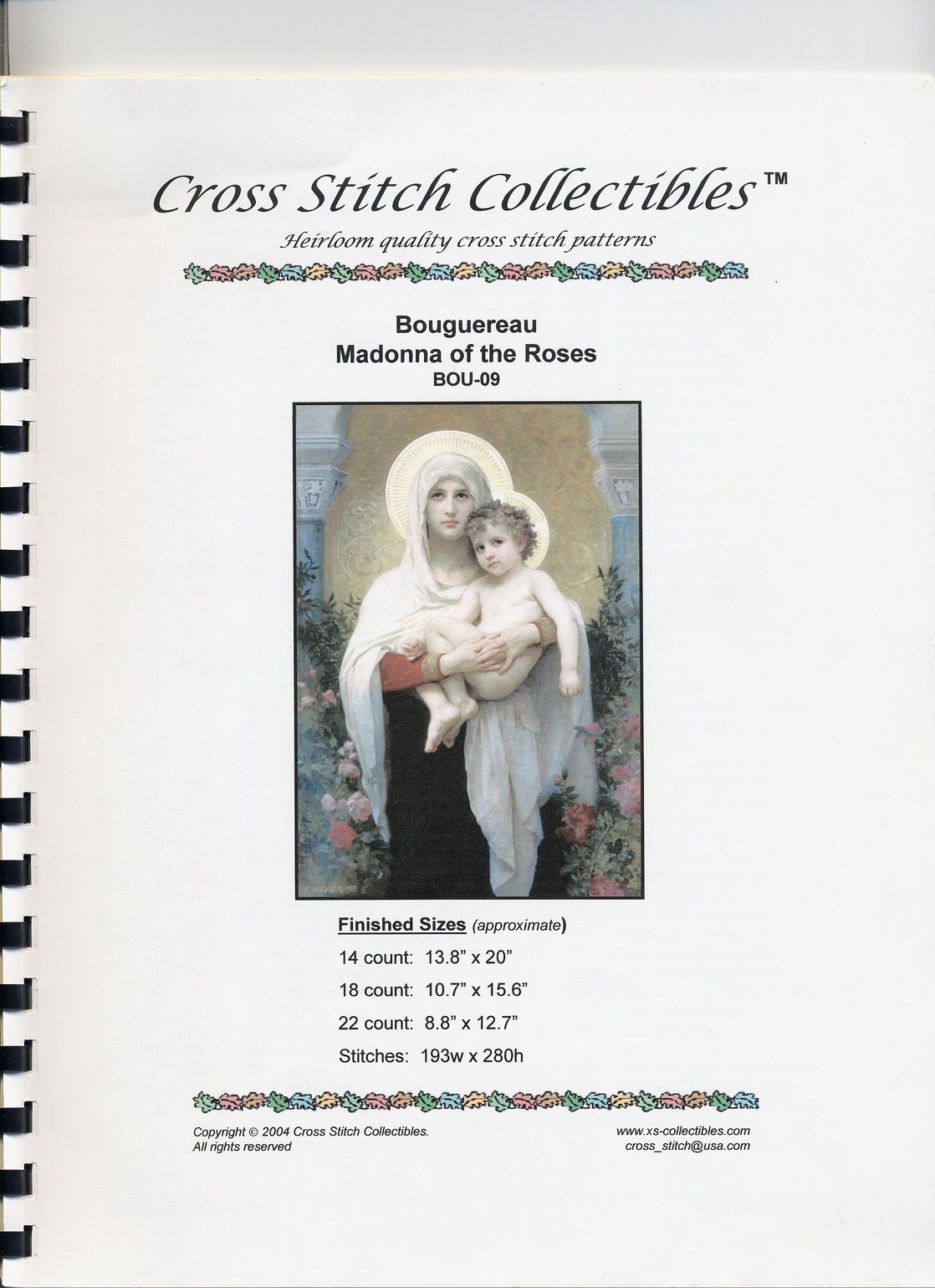 Schema punto croce Madonna Delle Rose 01