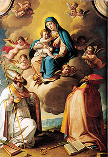 Schema punto croce Madonna Tra Nuvole 01