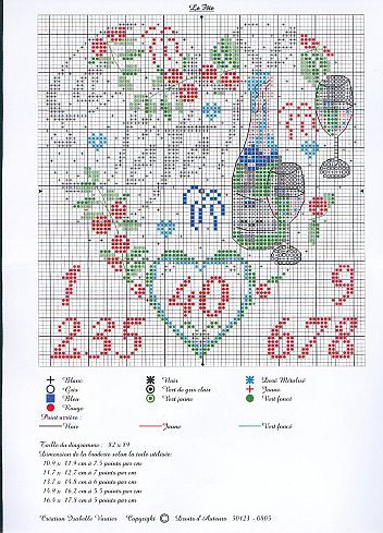 Schema punto croce Cuore Vino