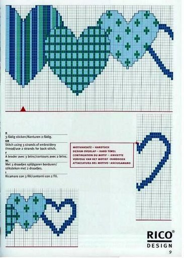 Schema punto croce Cuori Blu 2
