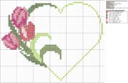 Schema punto croce Cuore Tulipani