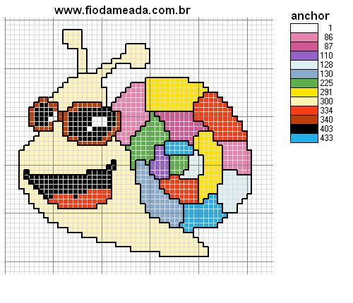 Schema punto croce Lumaca Colorata