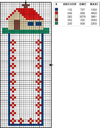 Schema punto croce Segnalibro Casetta