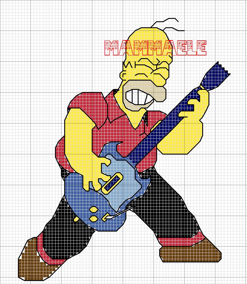 Schema punto croce Simpson Chitarra Ele